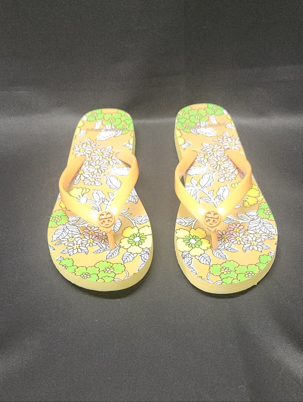 Tory Burch Printed Thin Flip Flops in Burnt Orange/Floral Size 6